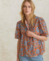 CAMICIA IN COTONE STAMPATO ARANCIONE